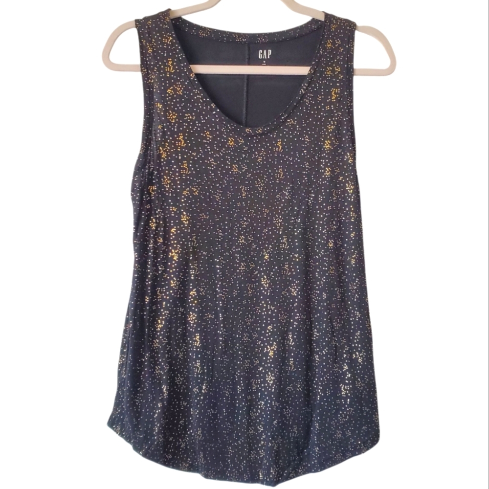 GAP Black and Gold Dots Confetti Design Tank Top